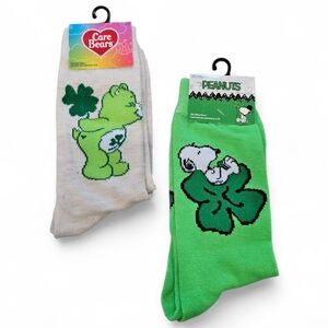 Care Bears And Peanuts, St. Patricks Day Socks. New, Size 6-12